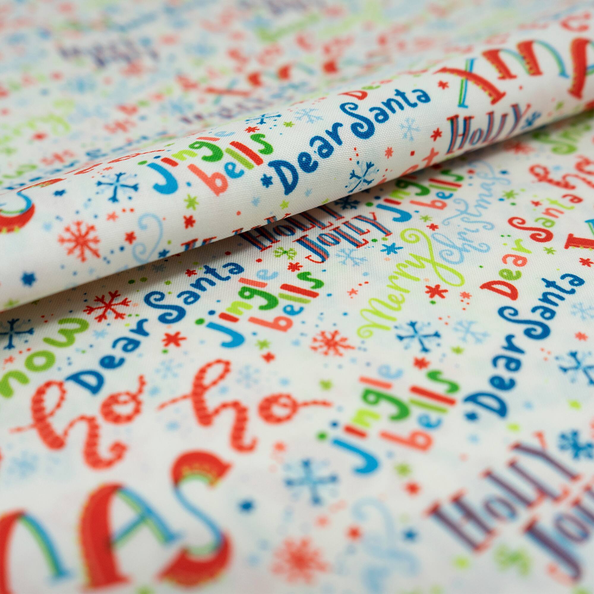 SINGER Dear Santa Print Ringspun Cotton Fabric